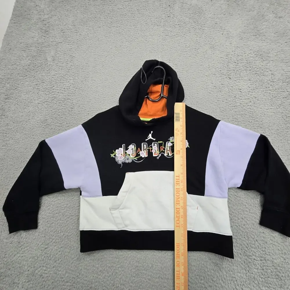 Nike Air Jordan Hoodie Girls Medium 10-12 Air Garden Pullover 45C021-023 Black